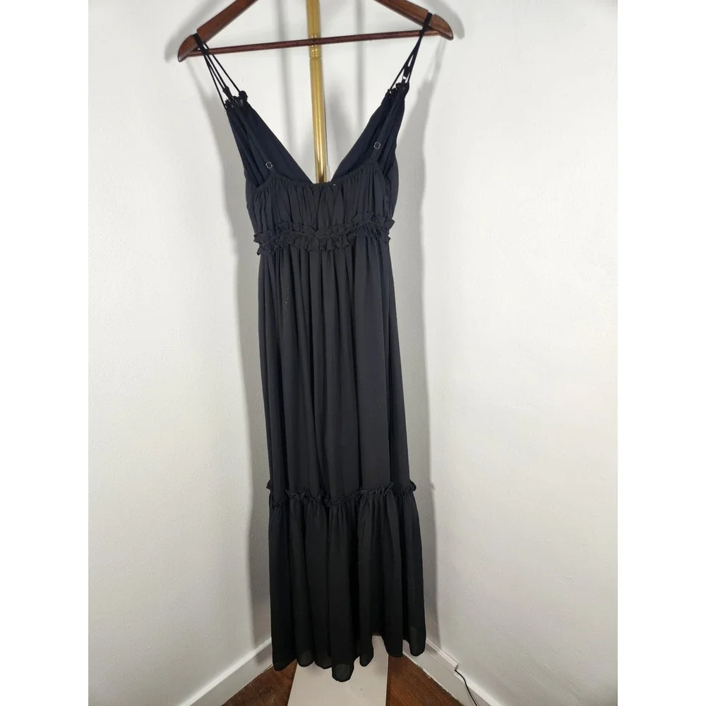 Abercrombie and Fitch Black Tiered Maxi Dress Size Small Double Shoulder Straps